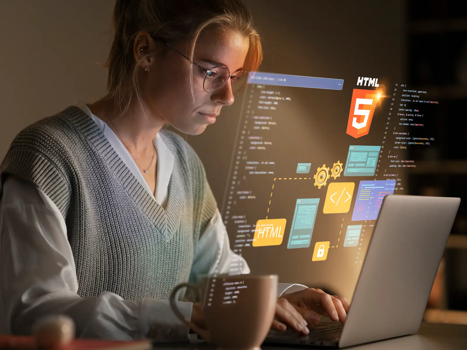 Remote designer working on a laptop